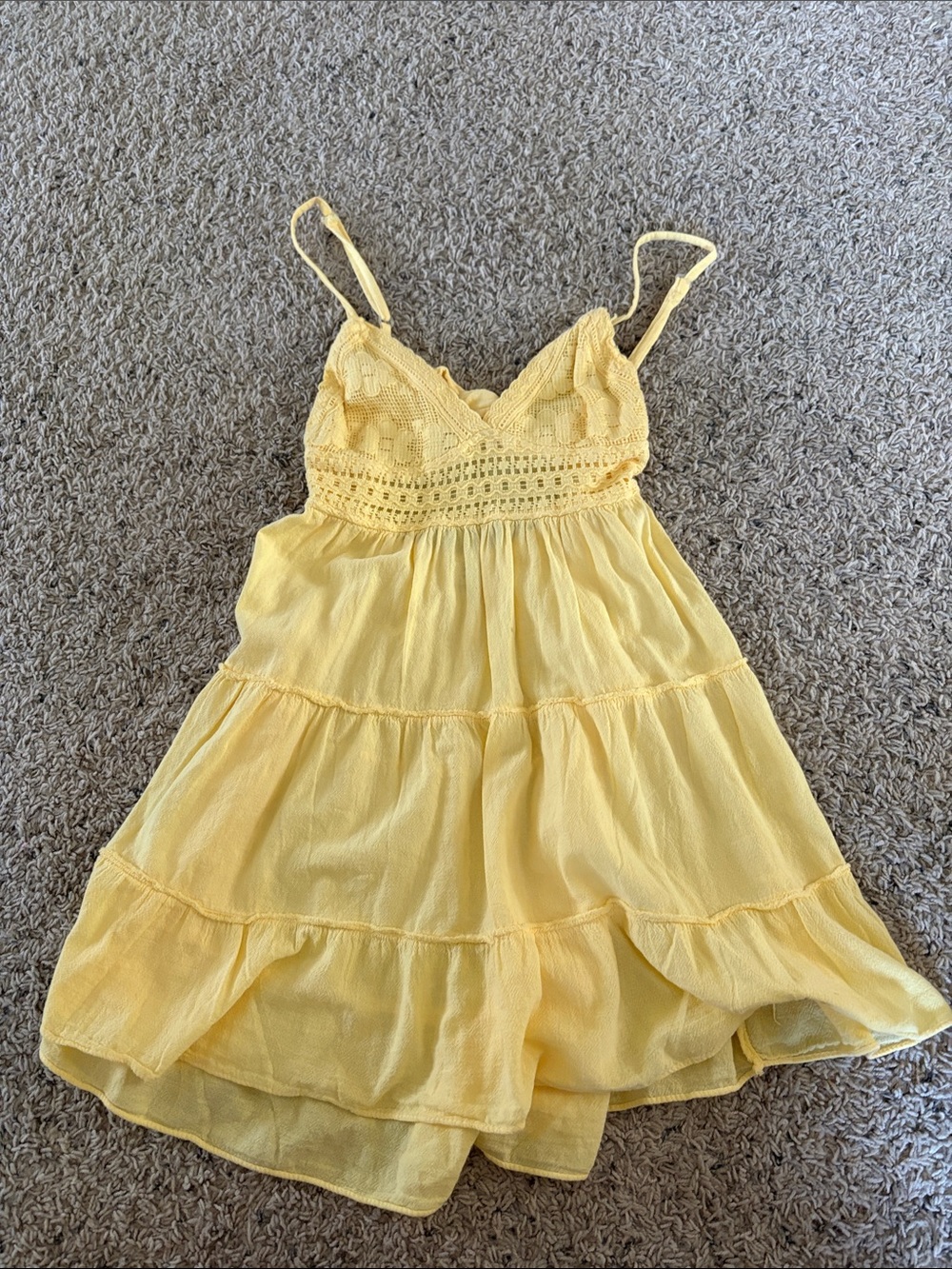 Yellow Tiered Sundress with Crochet Bodice